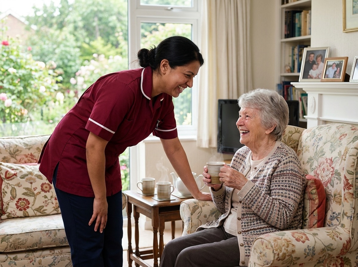 Meridian Care carer supporting a client at home in Canterbury