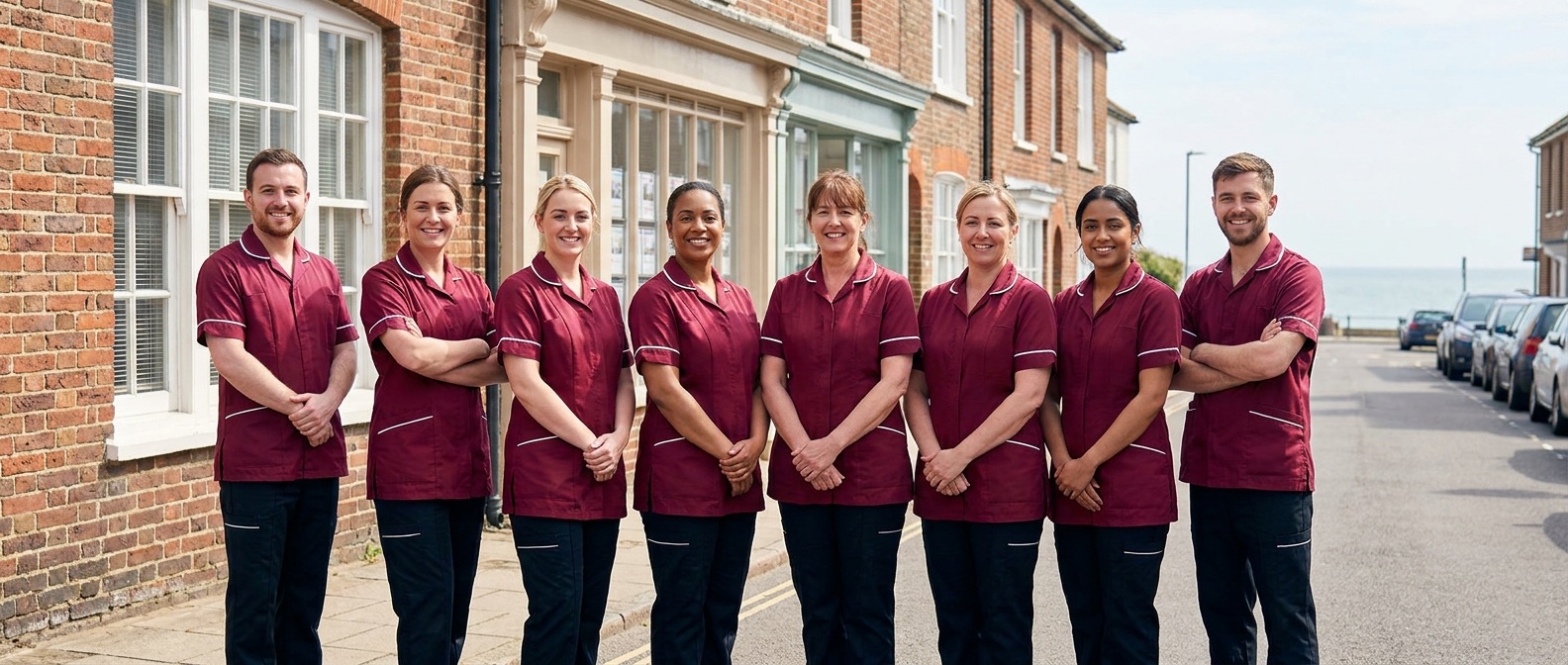 Meridian Care Dover branch team outside the Castle Street office